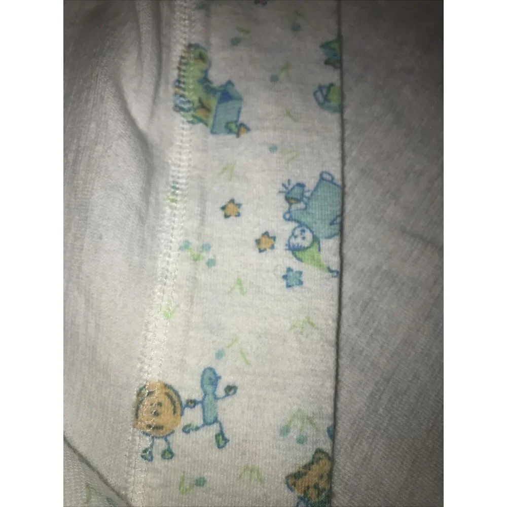 Vtg CARTERS Pastel Blue Green Nursery Rhymes Crib Top Sheet 2 Fitted Corners